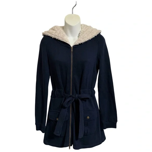 Anthropologie Saturday Sunday Navy Women's Jacket with Belted Waist Size S - Picture 1 of 7